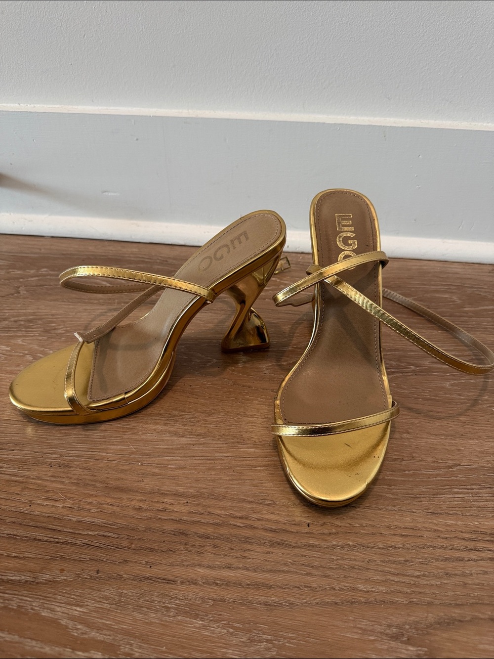 EGO Metallic Gold Strappy Heel Sandals - Picture 2 of 3
